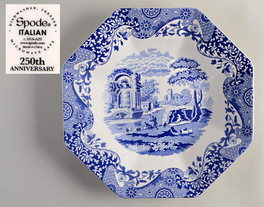 Blue Italian 14" Octagonal Serving Platter 250th Anniversary by Spode-1