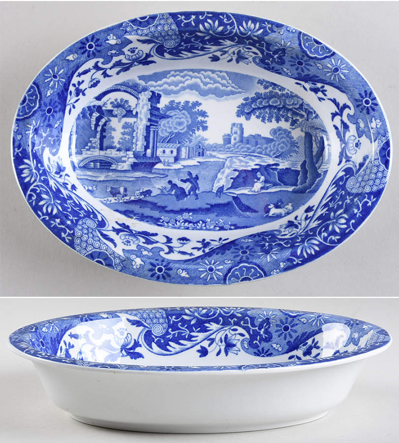 Blue Italian 9" Oval Baker by Spode-1