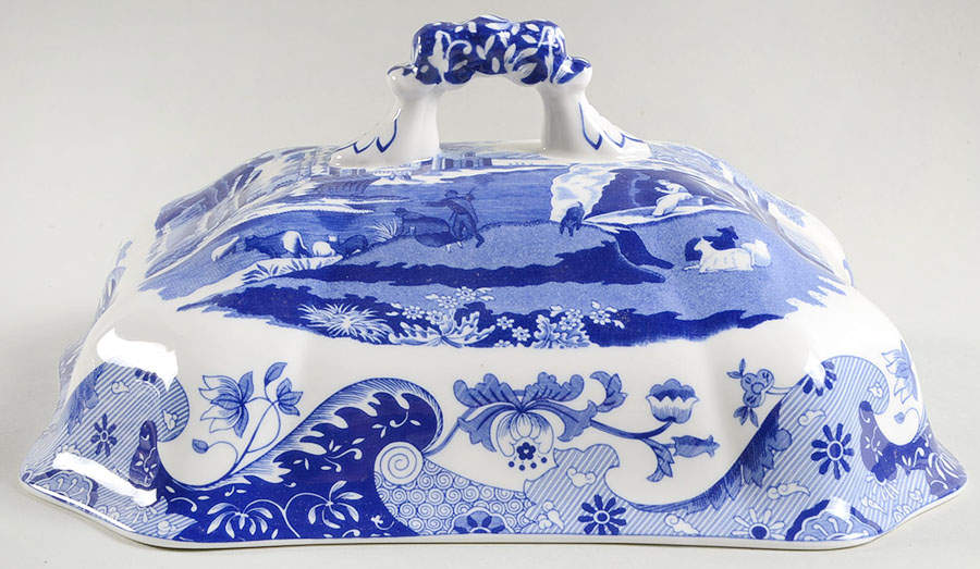 Blue Italian Lid for Rectangular Vegetable by Spode-1