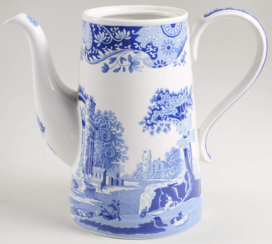 Blue Italian Ascot Coffee Pot No Lid by Spode-1