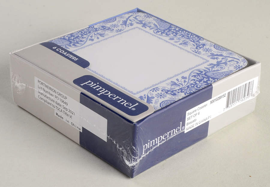 Blue Italian Square Corkback Coaster - Set of 6 by Spode-1