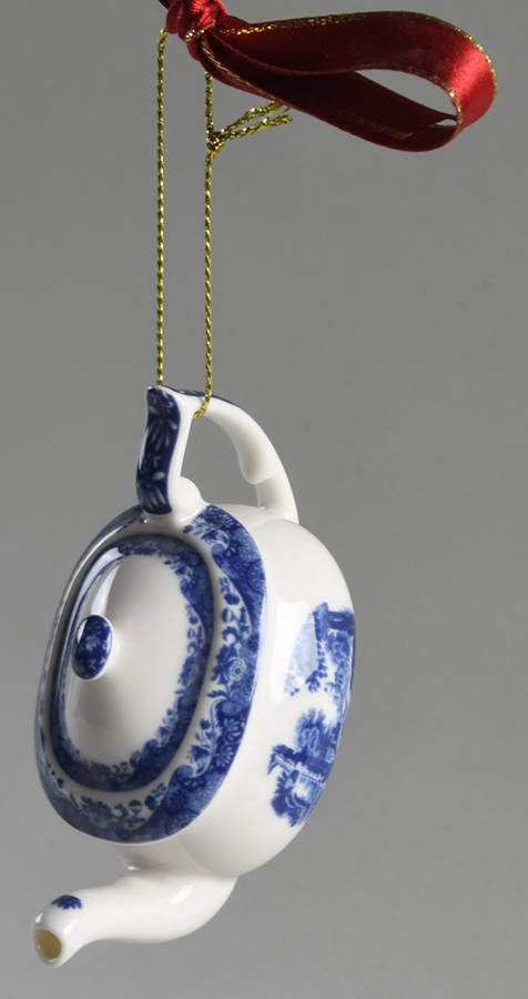 Blue Italian Teapot Ornament by Spode-1