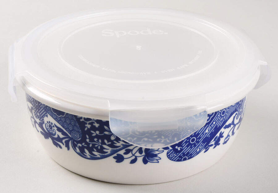 Blue Italian 6" Round Food Storage Container & Plastic Lid by Spode-1