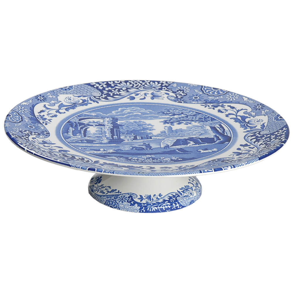 Blue Italian 10" Diameter Pedestal Cake Stand by Spode-1
