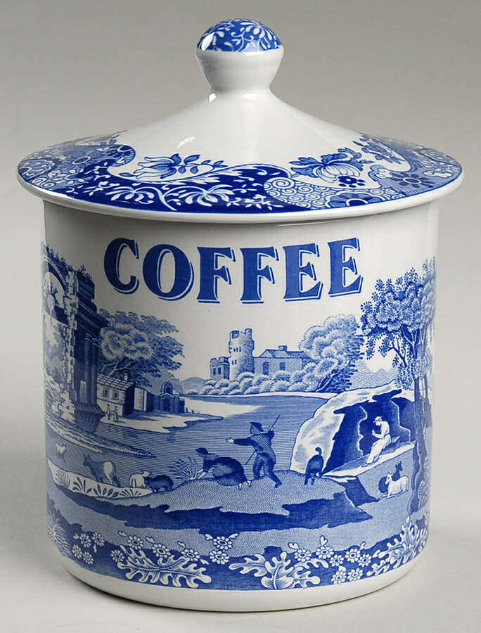 Blue Italian Coffee Canister & Lid by Spode-1