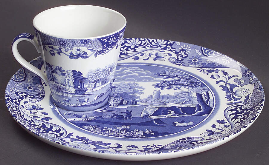 Blue Italian Tea & Toast Round Snack & Mug Set by Spode-1