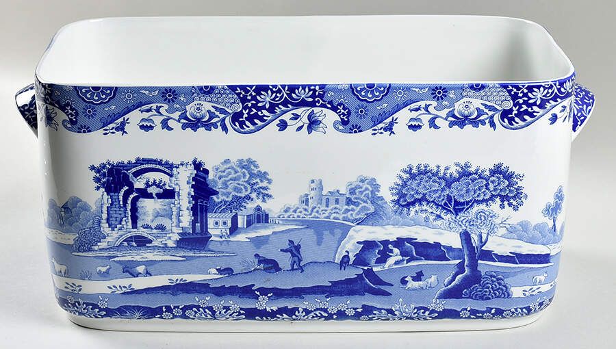 Blue Italian Bread Box No Lid by Spode-1
