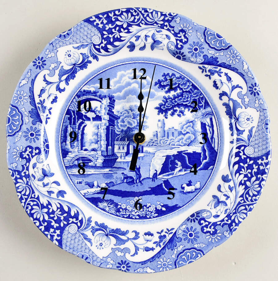 Blue Italian 1-2" depth  Clock Plate HC by Spode-1
