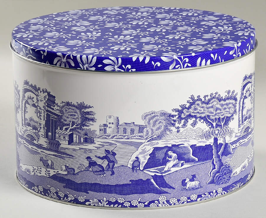 Blue Italian 8" Cake Tin & Lid by Spode-1