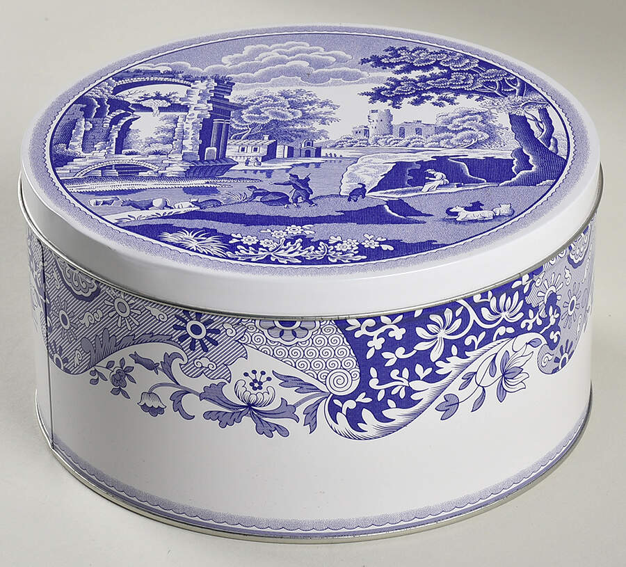 Blue Italian 7" Cake Tin & Lid by Spode-1