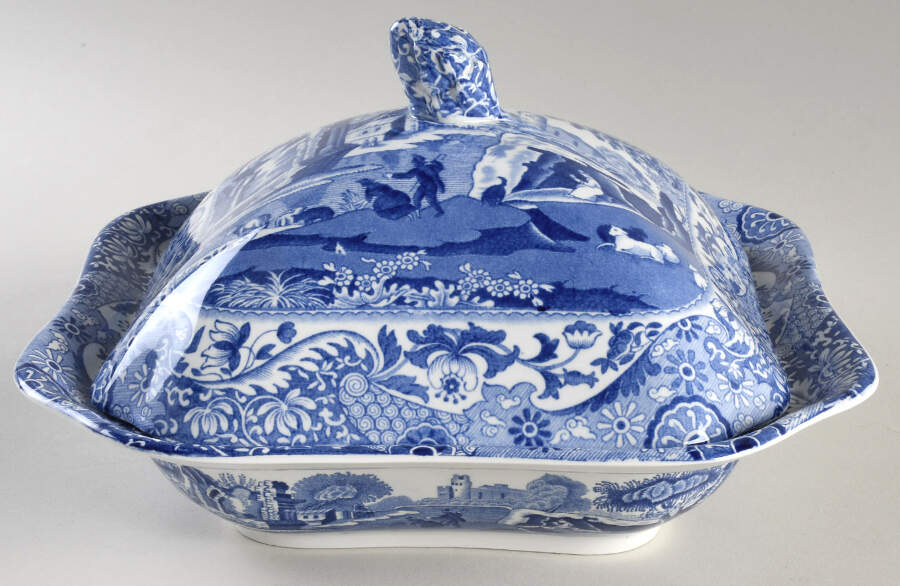Blue Italian Square Covered Vegetable by Spode-1