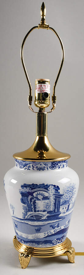 Blue Italian Electric Cookie Jar Lamp No Shade by Spode-1