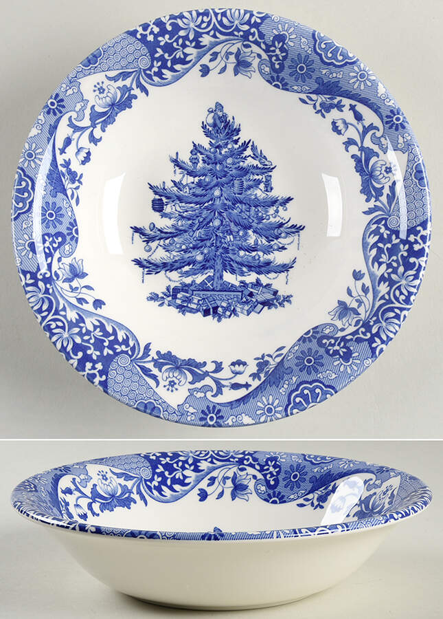 Blue Italian Christmas Coupe Cereal Bowl by Spode-1