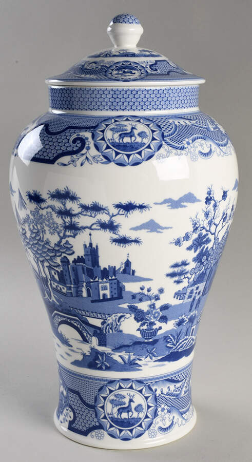 Blue Italian 14" Vase/Urn & Lid by Spode-1