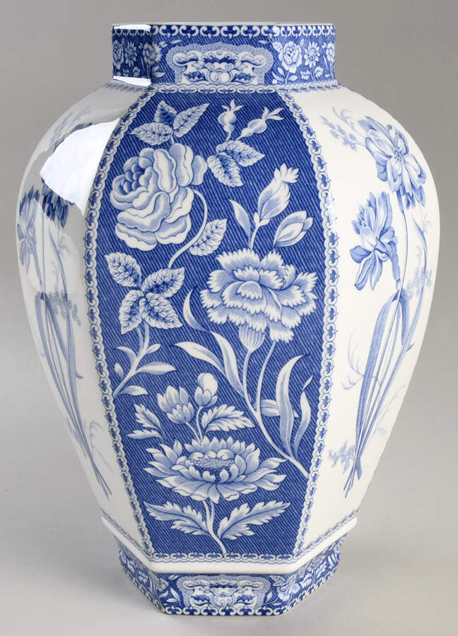 Blue Italian Hexagonal Vase, No Lid by Spode-1