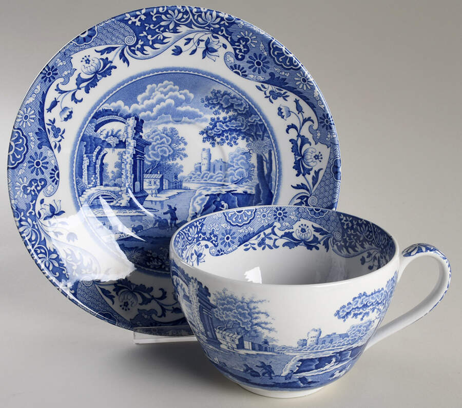 Blue Italian Jumbo Cup & Saucer Set by Spode-1