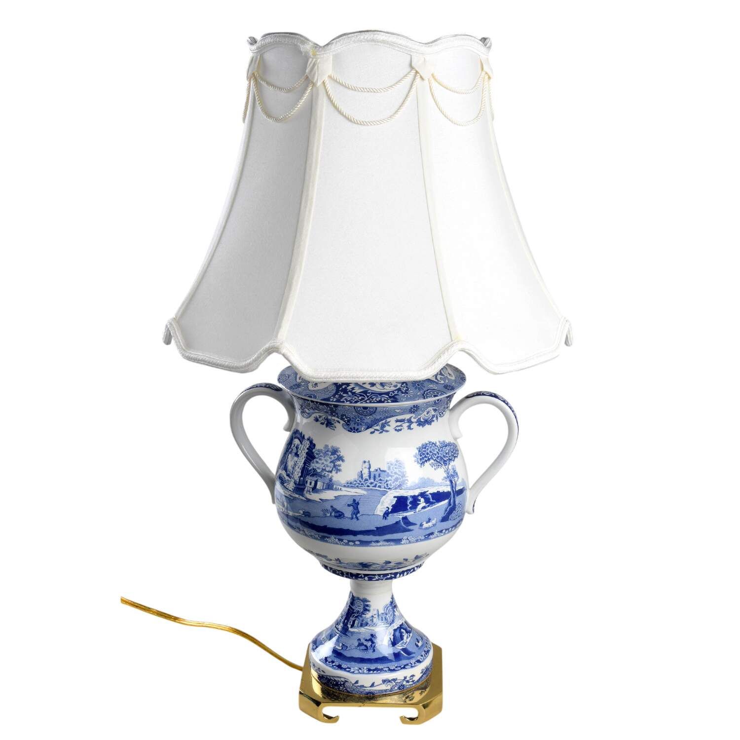 Blue Italian Electric Porringer Lamp & Shade by Spode-1