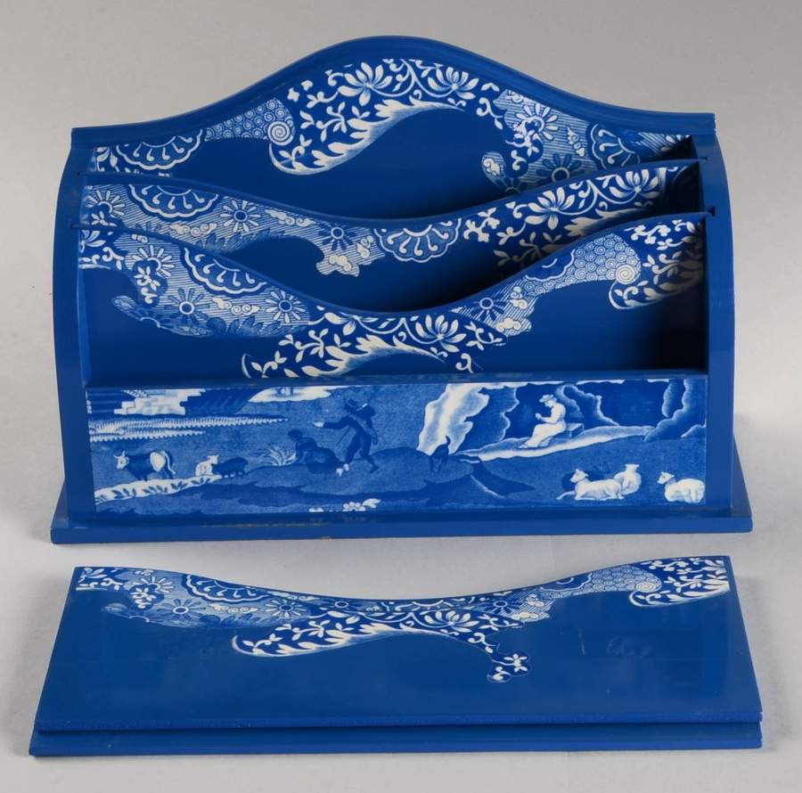 Blue Italian Wood Letter Rack by Spode-1