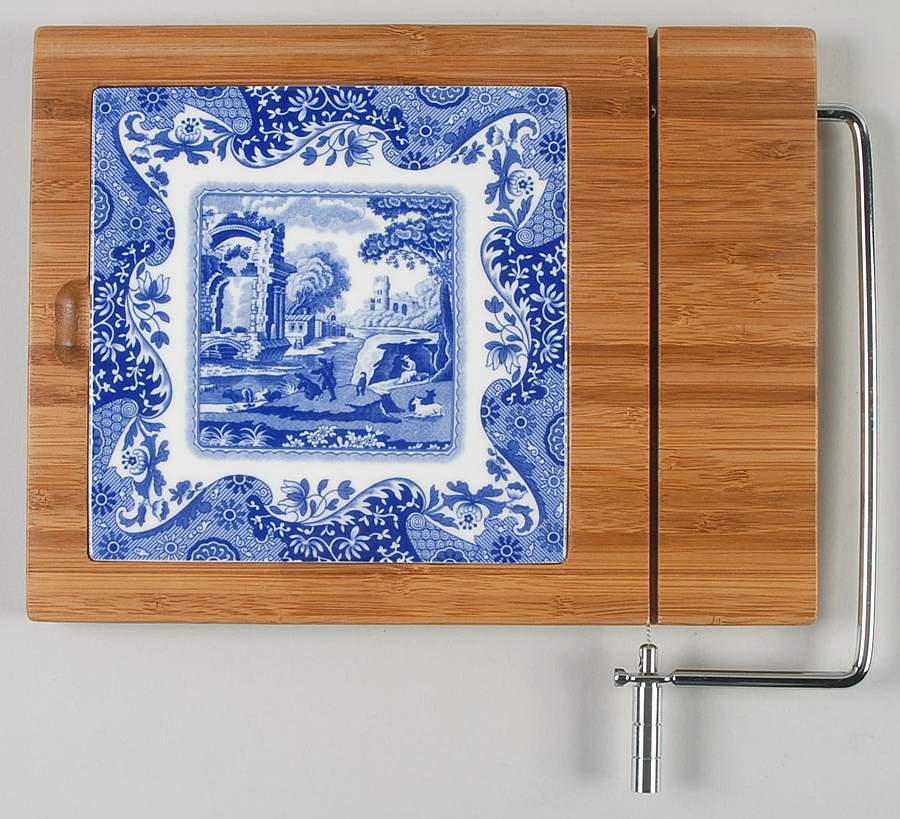 Blue Italian Bamboo Cheese Board (1 Tile and Slicer) by Spode-1