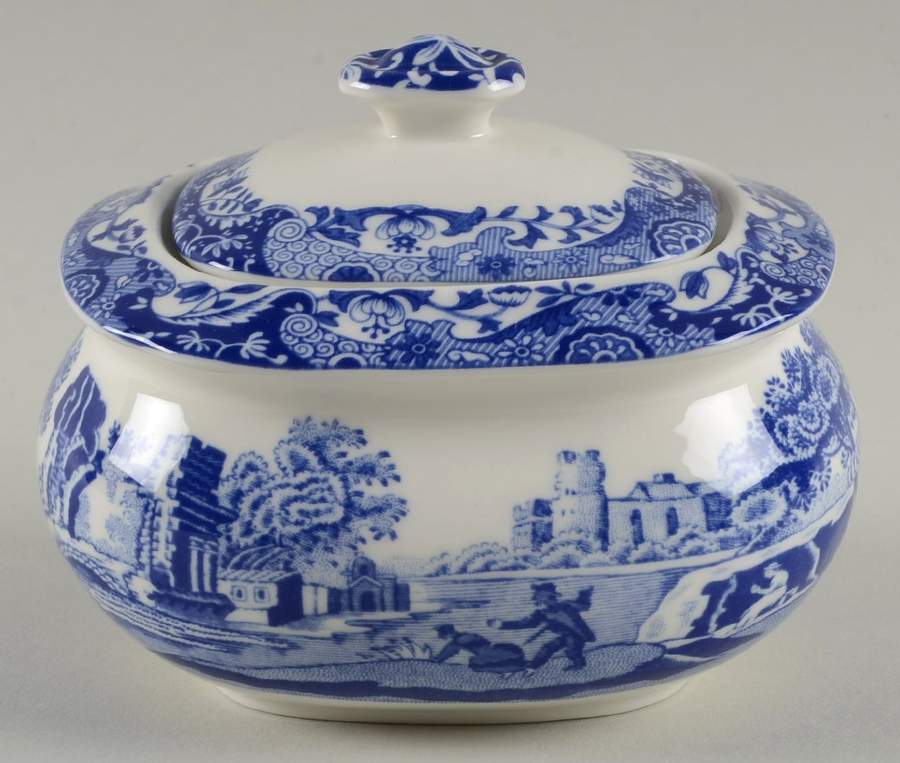 Blue Italian 200 Anniversary Sugar for Entertainment Basket by Spode-1
