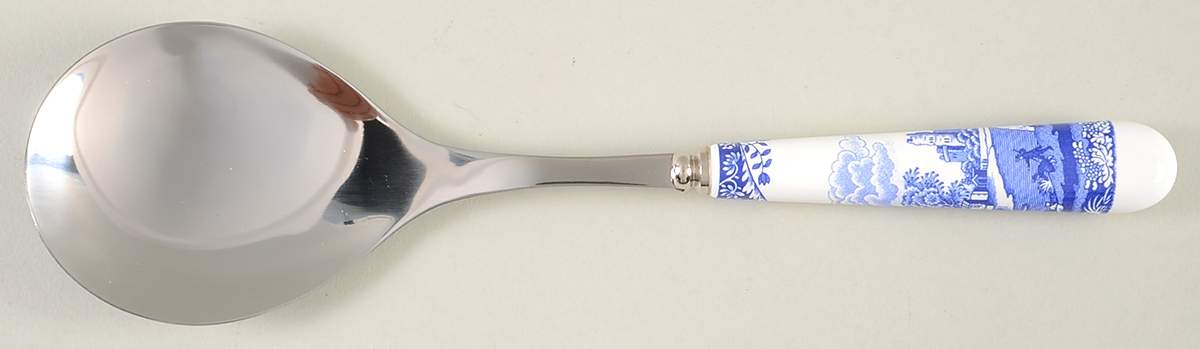 Blue Italian Salad Serving Spoon with Stainless Bowl by Spode-1