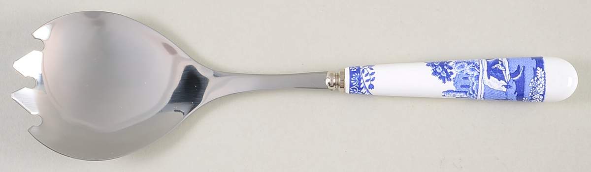 Blue Italian Salad Serving Fork with Stainless Prongs by Spode-1
