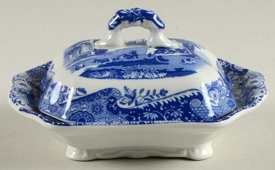 Blue Italian Mini Rectangular Covered Vegetable by Spode-1