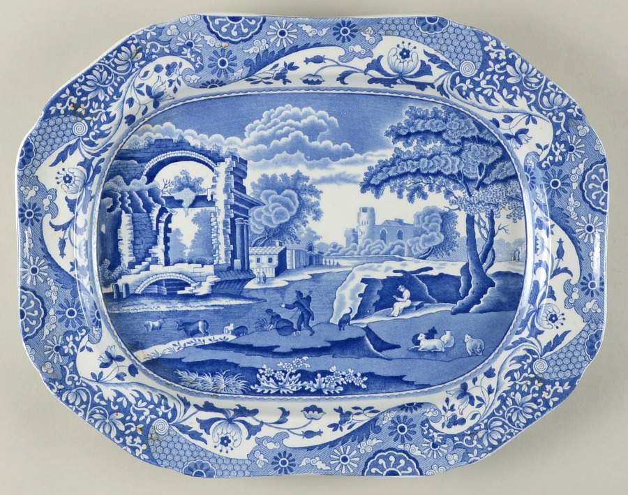 Blue Italian 16" Oval Serving Platter by Spode-1