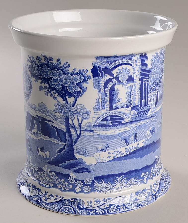 Blue Italian Biscuit Barrel No Lid by Spode-1