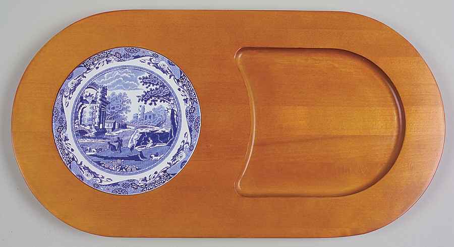 Blue Italian Cheese & Cracker-Oval Wood Tray by Spode-1