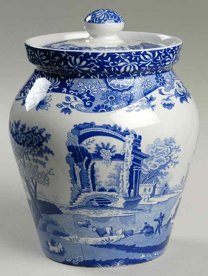 Blue Italian Medium Canister & Lid by Spode-1