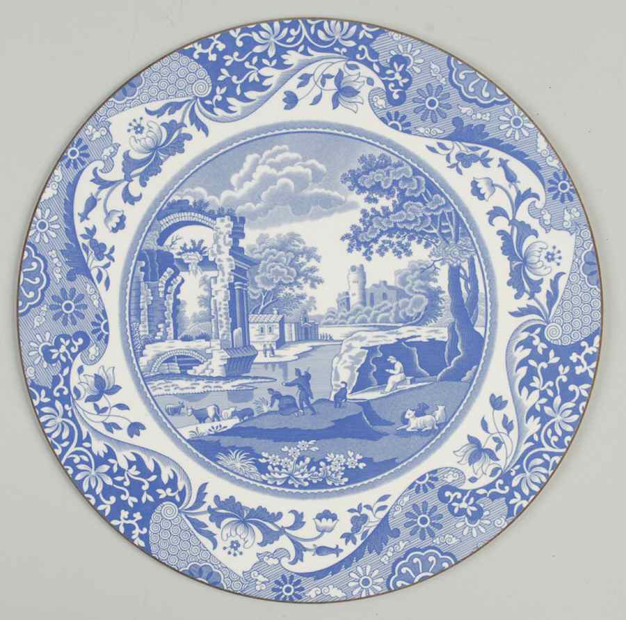Blue Italian Round Cork Back Trivet by Spode-1