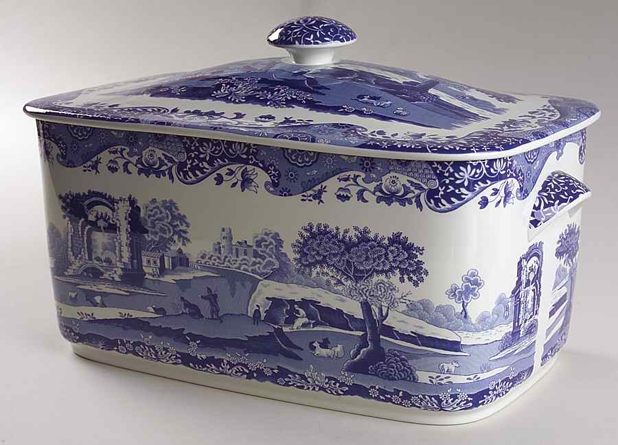 Blue Italian Bread Box & Lid by Spode-1