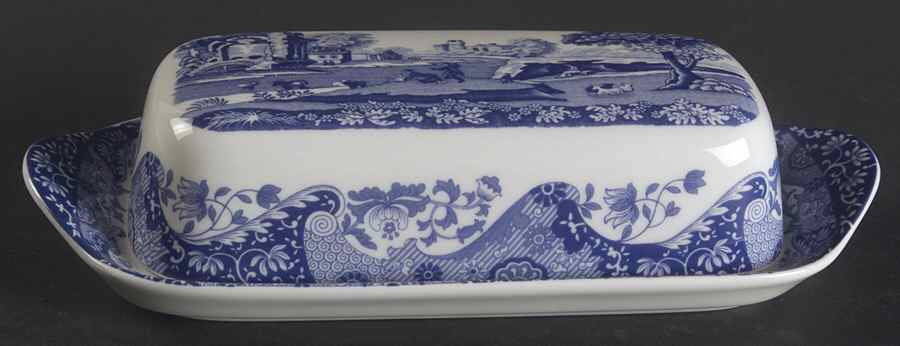 Blue Italian 1/4 Lb Covered Butter by Spode-1