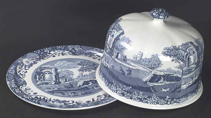 Blue Italian Round Cheese Dish & Lid by Spode-1