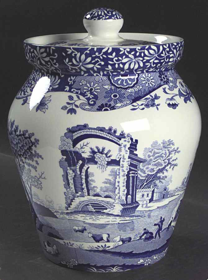 Blue Italian Large Canister & Lid by Spode-1