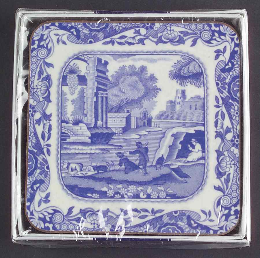 Blue Italian Square Corkback Coaster - Set of 6 by Spode-1