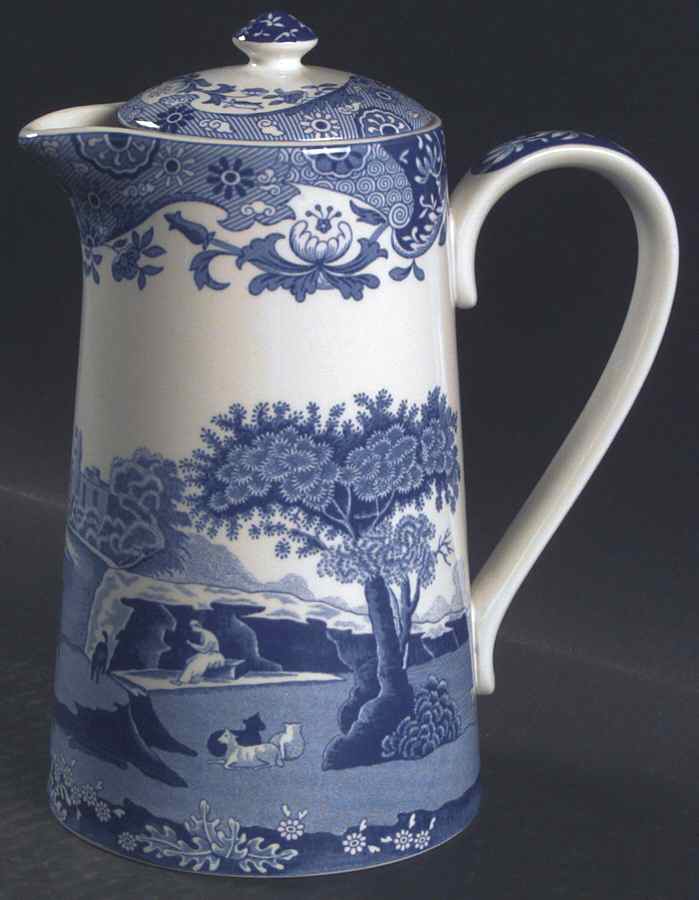 Blue Italian Hot Water Jug & Lid by Spode-1
