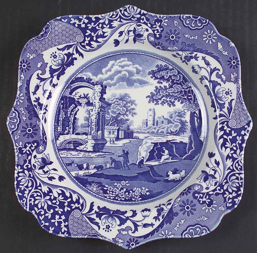 Blue Italian Square Accent Luncheon Plate by Spode-1