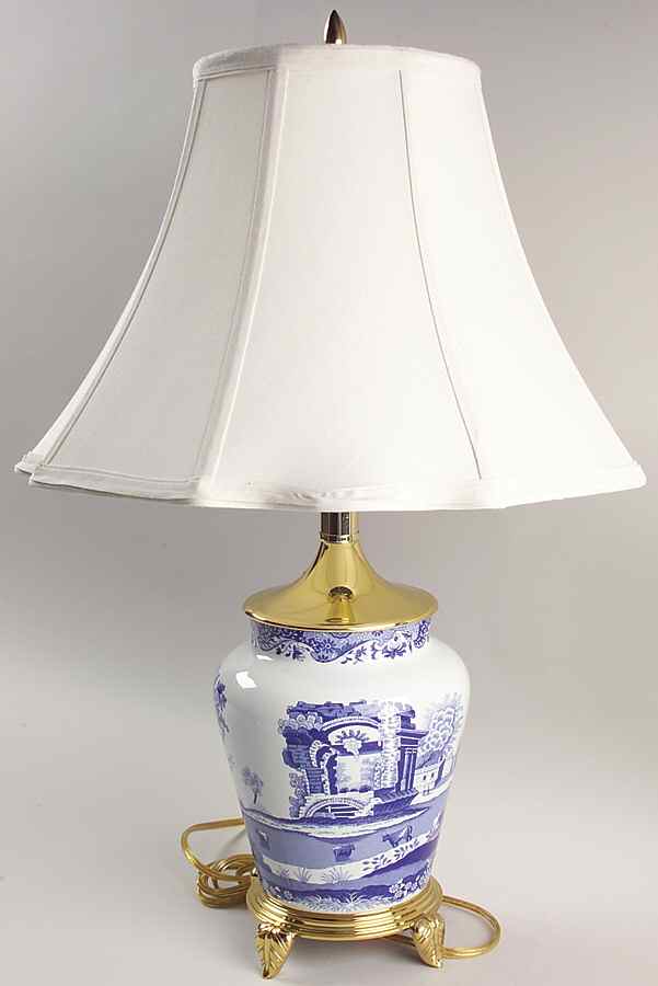 Blue Italian Electric Cookie Jar Lamp & Shade by Spode-1