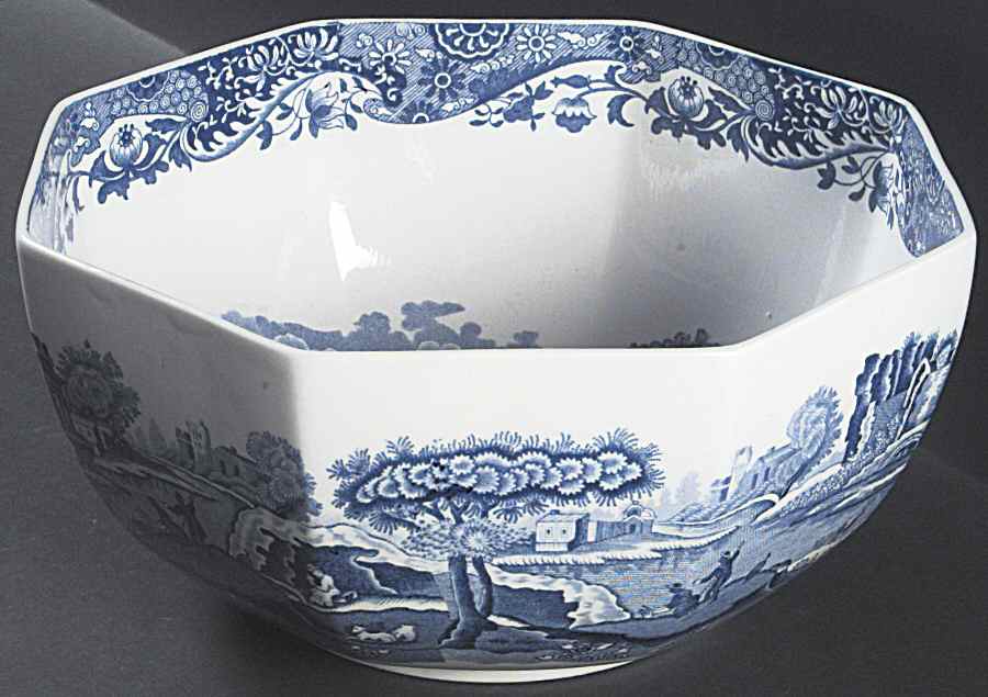 Blue Italian 10" Octagonal Vegetable Bowl by Spode-1