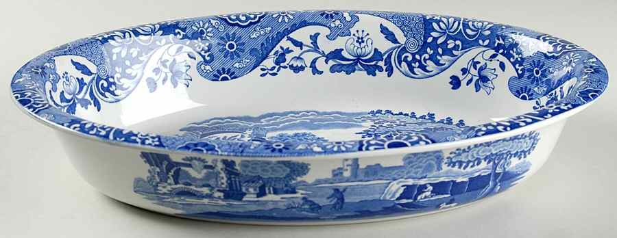 Blue Italian Large Oval Baker by Spode-1