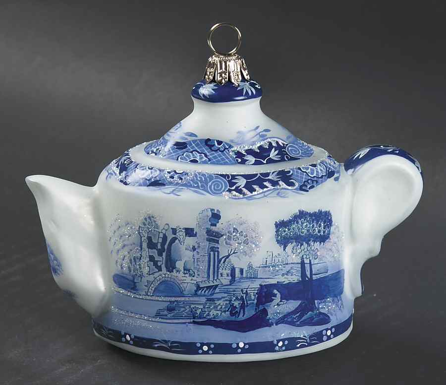 Blue Italian Teapot Ornament by Spode-1