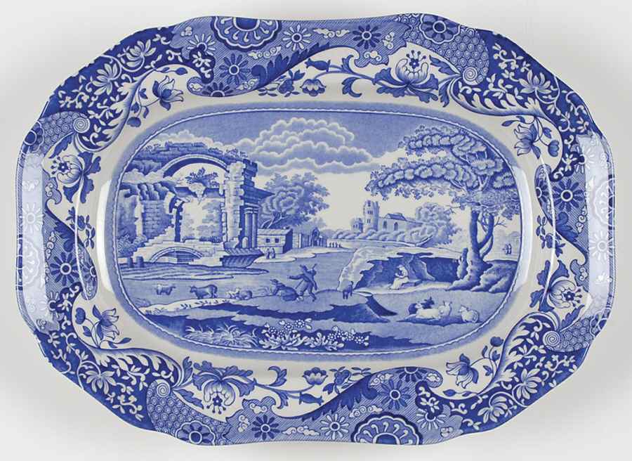 Blue Italian 10" Oval Serving Platter by Spode-1
