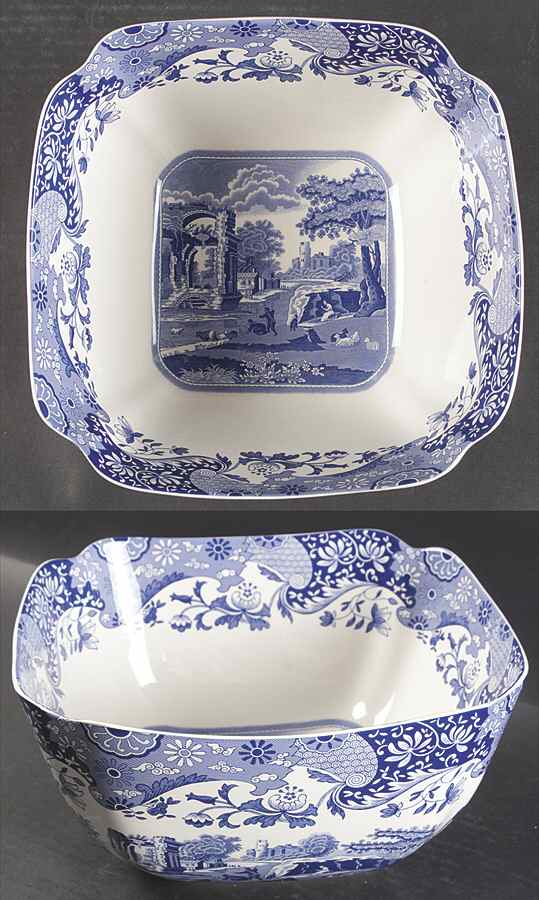 Blue Italian 9" Square Vegetable Bowl by Spode-1