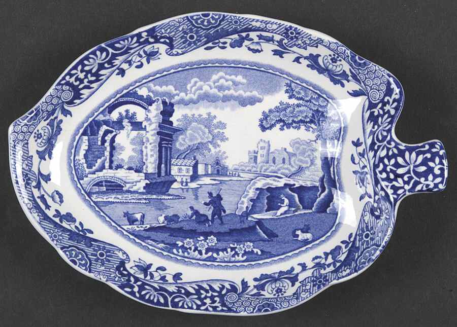 Blue Italian Leaf Tray by Spode-1