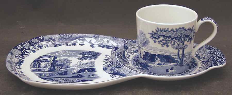 Blue Italian Tea & Toast Snack Plate & Mug Set by Spode-1