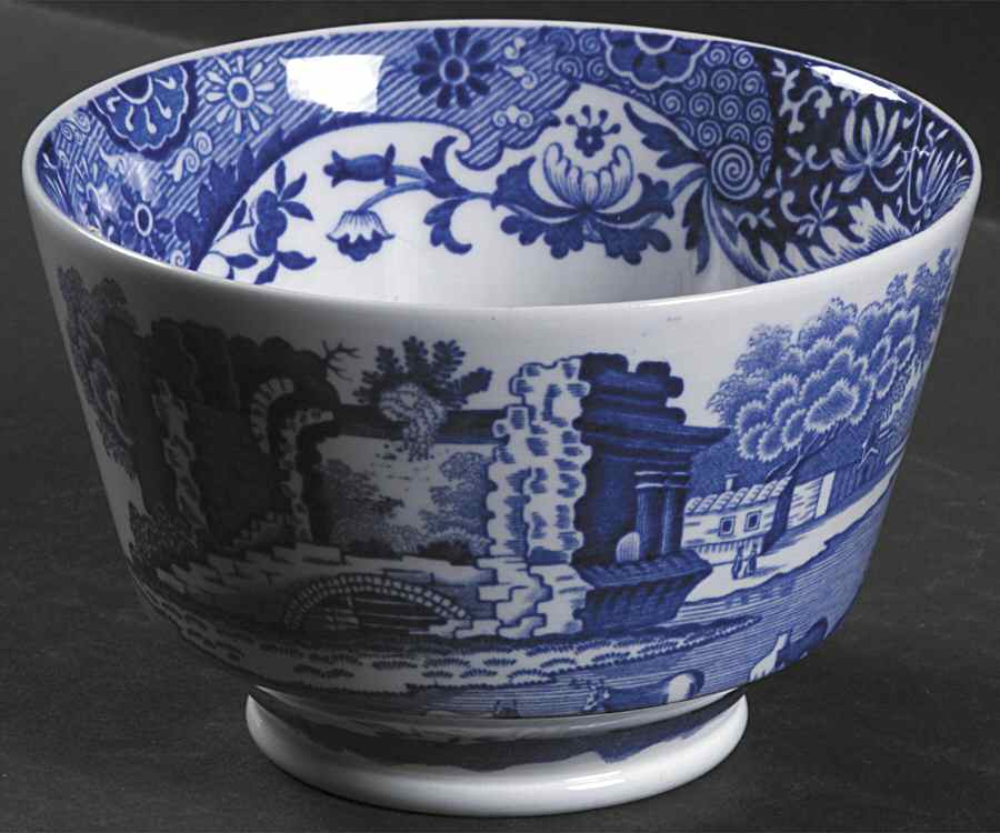 Blue Italian Open Sugar Bowl by Spode-1