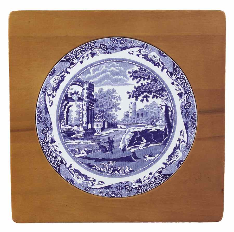 Blue Italian Wood Frame Trivet by Spode-1