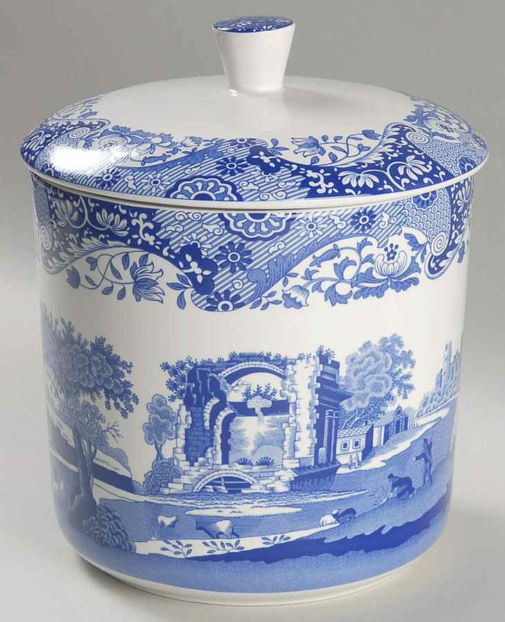 Blue Italian Large Canister & Lid by Spode-1